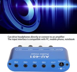 4 Kanaals Mini Audio Mixer Draagbare Stereo Geluidsversterker — thumbnail 3