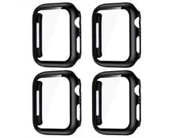 Zwart smartwatch screenprotector met geïntegreerde case 49 mm serie Ultra / Ultra 2 geschikt voor Apple Watch dames en heren set van 4 stuks pc frame met gehard glas beschermhoes volledig omsluitend casual design