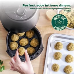 Aurixi® Mini Airfryer - Heteluchtfriteuse - Airfryer - Zwart - 22cm x 28cm x 27cm — thumbnail 2