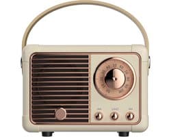 Retro Bluetooth-luidspreker, draagbare draadloze luidspreker, helder stereogeluid, rijke bas, vintage design, perfect verjaardagscadeau voor een meisje (beige).