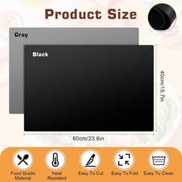 2 Stuks Siliconen Keukenmat - Aanrechtbeschermer - Hittebestendige mat - 40x60 cm - Geschikt voor Airfryer & Koffiemachine - Zwart/Grijs — thumbnail 5