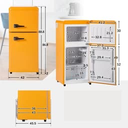 Linkforu –Minikoelkast – Vrieskast - Volume 60 Liter - Koelkast 22 Liter - 102 kWh per Jaar --27 ° C ~13 ° C - LED-verlichting – Geel — thumbnail 5