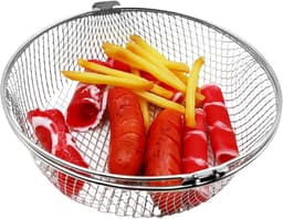 Airfryer Mand - Friteuse Accessoire - Gelijkmatig Koken - Roestvrij Staal - 21cm Diameter - Zilver — thumbnail 6