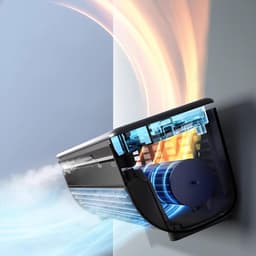 Wand Airco Ventilator - Ruimtekoeler Binnen Buiten - Koeling Thuis Reizen - Drie Snelheden Draadloos - 33x10x11 cm - Grijs — thumbnail 2