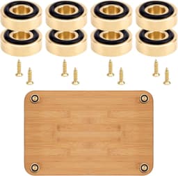 Audio-isolatievoetjes - Voetjes voor snijplanken - Goudkleurige antislip-accessoireset - Inclusief antislipmatjes, siliconenrubberen voetjes en schroeven - 8-delige set - Geschikt voor keukenmeubilair, stoelen, kasten en elektronische apparaten — thumbnail 1