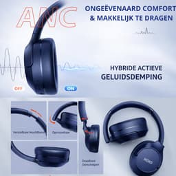 Koptelefoon - Bluetooth - Draadloos & Bedraad - ANC - HiFi Geluid - Zwart - Langdurige Batterij - Geschikt voor Consoles, Smartphones, Tablets & Computers — thumbnail 4