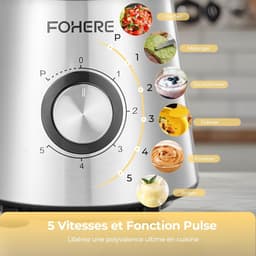 Krachtige Blender - Smoothie Maker - Snelle Maaltijden - Glazen Container - 15 Liter Capaciteit - Zilver — thumbnail 2