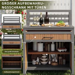 Tuinkast Buiten - Outdoor Keuken - Terras Grillen - Werkblad Met Lade - 80x54x119 cm - Houtkleur — thumbnail 4