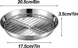 Bakplaat voor airfryer - Airfryer bakvorm - Airfryer accessoires - Bakplaat met rooster - Gemaakt van 304 roestvrij staal - 20 cm — thumbnail 5