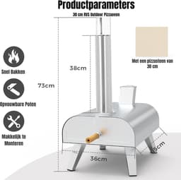 MIRA® Pizza oven Buiten - Pizza oven Buiten - Pizza oven Buiten Gas - Zilver - 55cm x 37cm x 74cm — thumbnail 4