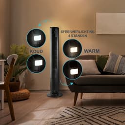 DOMO DO8153 Kolomventilator - Met Sfeerverlichting - 5 Snelheden - Timer - Oscillatie - Afstandsbediening - Zwart — thumbnail 4