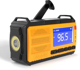 Crestone Noodradio - 10.000 mAh - 2026 verbeterde versie - Solar Opwindbaar - Solar Powerbank Zonneenergie - Draagbare Radio op batterijen - Zaklamp led oplaadbaar - Survival Noodpakket - Oranje — thumbnail 5