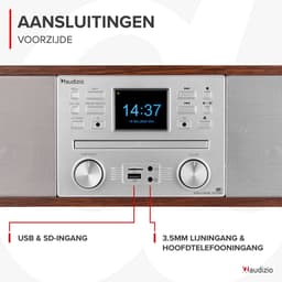 Internetradio - Audizio Avola alles-in-één radio met Bluetooth - DAB+/FM - CD speler - Zilver — thumbnail 4