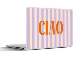Laptop sticker - 13.3 inch - Ciao - Quote - Pastel - Strepen - 31x22,5cm - Laptopstickers - Laptop skin - Cover