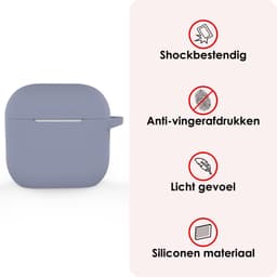 Hoes - Geschikt voor Apple AirPods 4 - Siliconen Hoesje met Clip - Silicone Case Cover - Lila — thumbnail 3