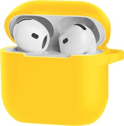 Hoesje Geschikt voor Apple AirPods 4 - Siliconen Hoes met Clip - Silicone Case Cover - Geel — thumbnail 1
