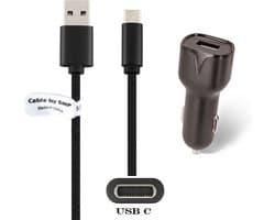 OneOne auto oplader + 0,4m standaard USB C spiraalkabel. 2.1A lader. Autolader adapter past op Kobo (Rakuten) eReader Elipsa, Elipsa 2E, Sage, Libra 2, Libra Colour, Clara 2E, Clara Colour, Clara BW - Kindle (Amazon) Scribe