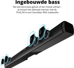 FlinQ Bluetooth Soundbar met ingebouwde Subwoofer - Soundbars voor tv - alles in één - 3D surround sound - Met afstandsbediening - Film/Muziek/Nieuws mode - Zwart — thumbnail 4