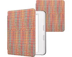 kwmobile ereader hoesje geschikt voor Kobo Libra Colour - Case met magnetische sluiting - Hoes voor e-reader in geel / rood / groen - Kleurrijk weefpatroon design