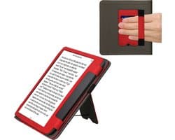 kwmobile flip cover voor e-reader - geschikt voor Tolino Epos 3 - Van imitatieleer en -suède - In rood / donkergrijs