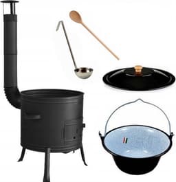 Buiten kookkachel - set 14liter. BUITEN KEUKEN! Houtkachel, HONGAARSE ketel 14L met deksel!!! BBQ Kookpan Terras kachel. Hongaarse ketel 14l — thumbnail 1