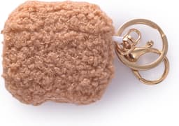 Casemania Hoesje Geschikt voor Apple AirPods 4 - Bruin - Schokbestendig Teddy Furr Cover met Ring & Sleutelhanger — thumbnail 5