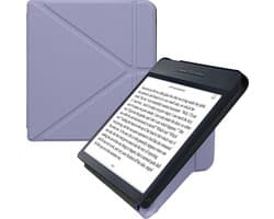 kwmobile e-reader hoesje geschikt voor Kobo Libra H2O hoes - Ereader flip case met standaard - E reader cover van kunstleer - In lavendel