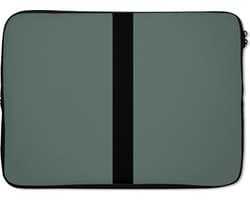 Laptophoes 13 inch - Groen - Zwart - Streep - Minimalistisch - Laptop sleeve - Binnenmaat 32x22,5 cm - Zwarte achterkant