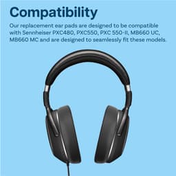 Ear Pads Replacement for Sennheiser PXC480/PXC550/PXC 550-II/MB660 UC/MB 660 MC Headphones by MMOBIEL - Cooling Gel Ear Pad Cushions - Noise Isolation Earpads Replacement – Black — thumbnail 2