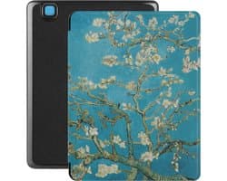 Lunso - Geschikt voor Kobo Aura H20 Edition 2 hoes (6.8 inch) - Vegan Saffiano Leren sleep cover - Van Gogh Amandelbloesem - (niet voor de Kobo Aura edition 2)