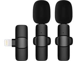 Set van 2 - Draadloze lavalier microfoon voor IOS - Lightning - Plug & Play reversclip -On Mini Microfoon voor Youtube Facebook Live Stream TikTok Vlog Zoom Video-opname - Ruisonderdrukking / Geen APP & Bluetooth nodig — afbeelding 1