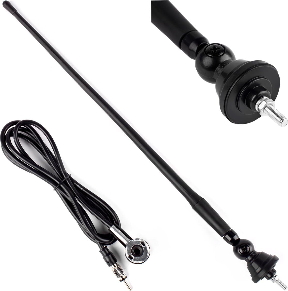 Universele antenne met voet - Auto antenne - 34cm - 5mm - 1,4m kabel lengte - Rubber — afbeelding 1