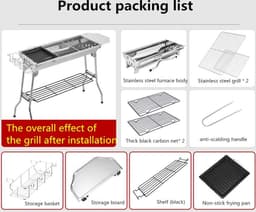 Barbecue En Frituren Dual-Purpose Barbecuegrill | Draagbare Houtskoolgrill Voor Buiten | Geschikt Voor 5-10 Personen Wandelen Picknick Kamperen Barbecuefeest — thumbnail 4