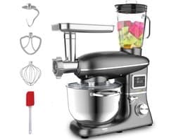HYUNDAI - Success Cake+ Keukenmachine met Blender en Vleesmolen - 1500 W - 6,2 L RVS Mengkom - 6 Snelheden - Grijs