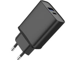 Behello, oplader iphone , snellader , usb c adapter , PD 20 W, USB-C, USB-A, Zwart, oplader samsung