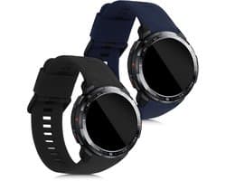 kwmobile 2x horlogebandjes geschikt voor HONOR Watch GS Pro bandje - Smartwatch bandjes van TPU - Activity tracker horloge band in zwart / donkerblauw