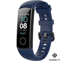 Siliconen Smartwatch bandje - Geschikt voor Honor band 4 / 5 siliconen bandje - donkerblauw - Strap-it Horlogeband / Polsband / Armband
