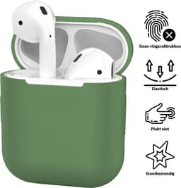 AirPods Hoesje voor Apple AirPods 1 & 2 – Legergroen - Siliconen Beschermende Case — thumbnail 2