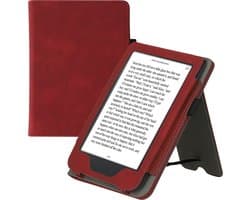 kwmobile e-reader hoesje geschikt voor Kobo Clara 2E hoes - E reader flip case van kunstleer - Ereader cover met stand - In donkerrood
