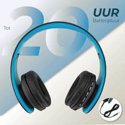 PowerLocus P1 Bluetooth Koptelefoon – Draadloos – Over Ear – Met Microfoon – Inklapbaar - incl. Hoes – Zwart/Blauw — thumbnail 5