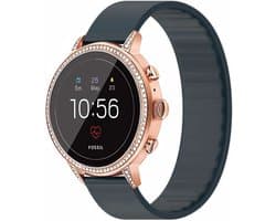 Strap-it Elastisch siliconen smartwatch bandje 18mm - geschikt voor Fossil Gen 5e - 42mm / Gen 6 - 42mm - Huawei Watch GT 4 - 41mm - GT 5 - 41mm / GT 5 Pro - 42mm - Withings ScanWatch 2 - 38mm / ScanWatch Light / Steel HR - 36mm - Donkerblauw