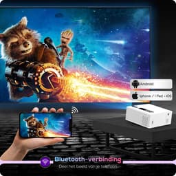 Mini Beamer - Projector Incl. Projectiescherm + Draagtas + Afstandsbediening - 4000 Lumen - Streamen Vanaf Je Telefoon Met WiFi — thumbnail 5