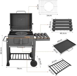 Betaalbare Goederen® BBQ - houtskool grill wagen - barbecue - barbecues - barbeque - barbecue houtskool - tuin - zomer - gezin — thumbnail 4