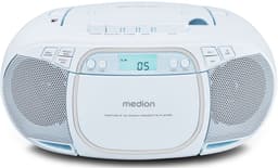 MEDION E66476 Stereo Geluidssysteem (boombox, CD-speler, MP3, cassette, draagbare cassettespeler voor kinderen, FM-radio, AUX, hoofdtelefoon, netvoeding & batterij) blauw — thumbnail 5