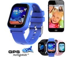 GPSHorlogeKids© - smartwatch kinderen - GPS horloge kind – kleinste model 2025 – kinder smartwatch - 4G videobellen - spatwaterdicht - SOS alarm - incl. SIM - PAX Blauw