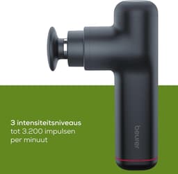 Compact massagepistool voor triggerpointmassage met 3 opzetstukken en 3 intensiteitsniveaus — thumbnail 3