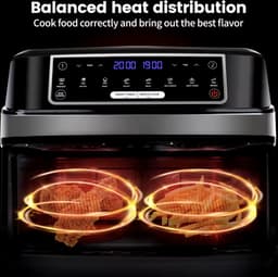 J&R Airfryer - Dubbele Airfryer - Grote airfryer - Hetelucht oven - Heteluchtfriteuse - XL Airfryer - 9L - 2 Laden - Zwart — thumbnail 7