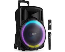Speaker Bluetooth - Fenton FT15LED MK2 karaoke box met LED’s, accu en microfoon - Voor huisfeesten