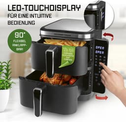GOURMETmaxx FryUp Vertical Double Chamber Hot Air Fryer | vertical air fryer | folding touch display | 32% more space-saving | capacity 10L | hot air fryer 2 chambers — thumbnail 15