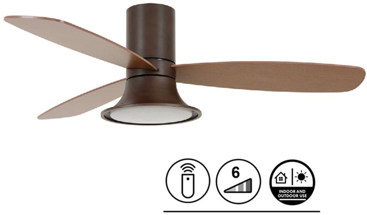 Plafondventilator Airfusion Flusso Bruin 18W Led Ø 132cm Incl. Afstandsbediening — afbeelding 1